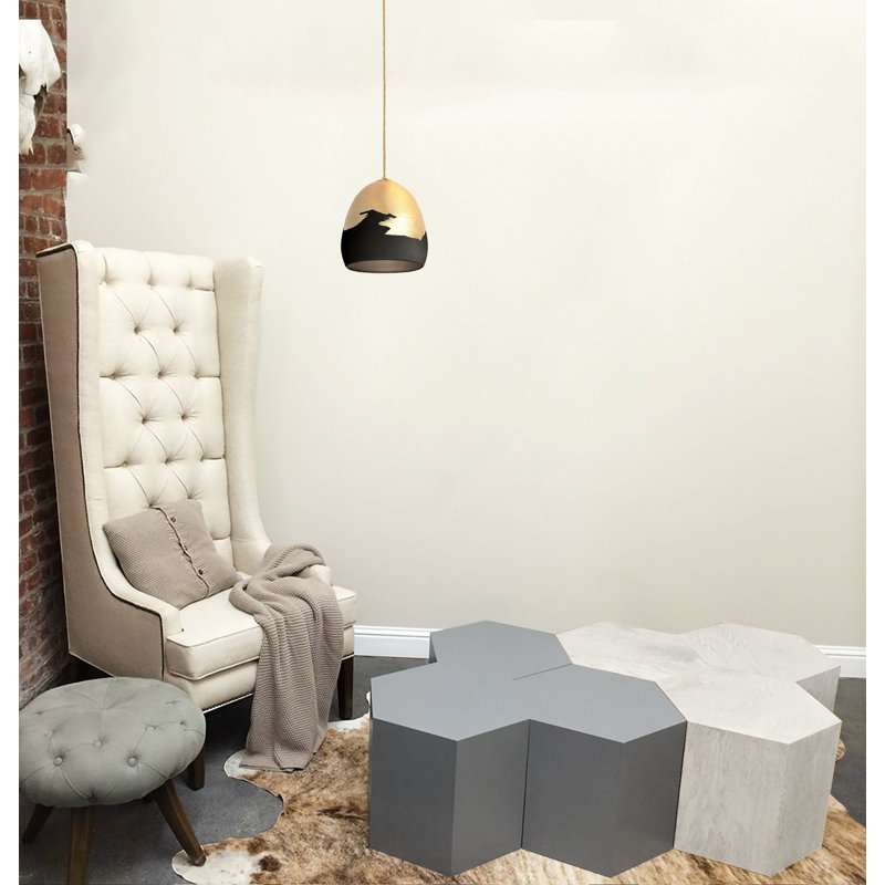 1 - Light Pendant, Brass, Matte Black/Brass