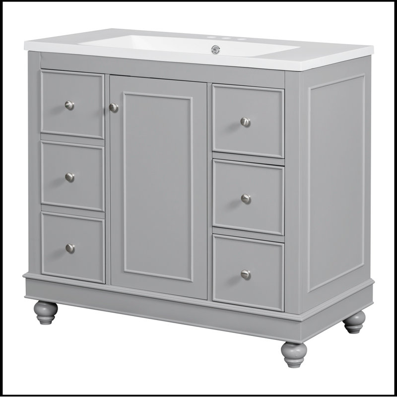 Meuble-lavabo simple 36 po avec comptoir Sebern, Gris
