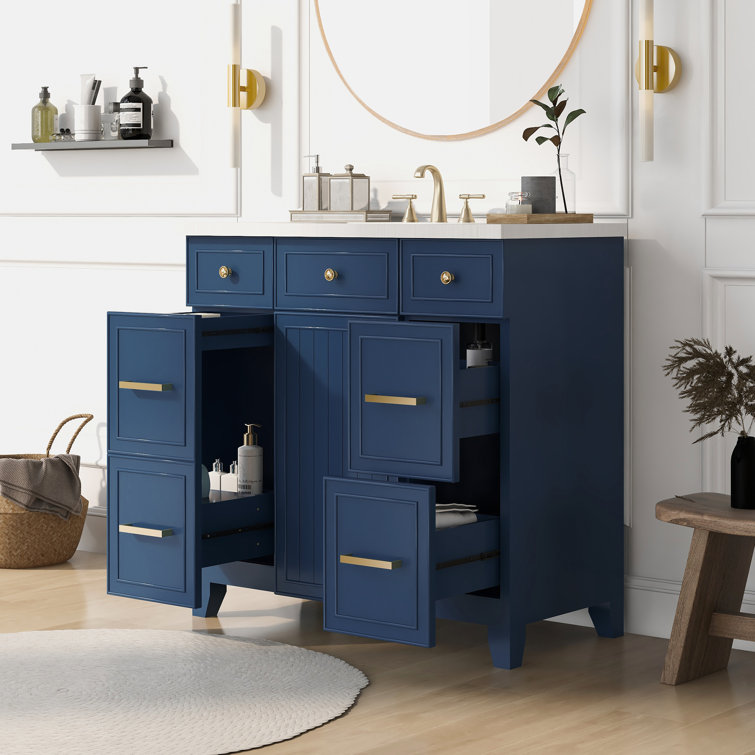 Modern Bathroom Storage Cabinet With Doors, Drawers And Adjustable Shelves,  White - ModernLuxe