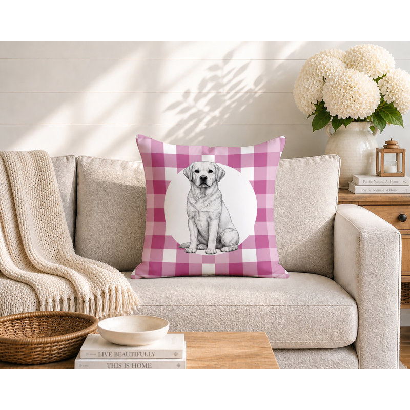 Oreiller réversible intérieur / extérieur Labrador Retriever, 18 x 18, Magenta