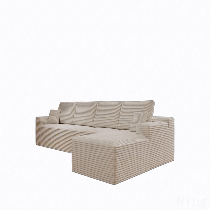 Siège modulaire modulaire pour canapé, canapé rembourré et compressé pour le salon, la chambre à coucher, un appartement, aucun assemblage requis, combinaison gratuite de 4 pièces, tissu en velours côtelé moelleux, blanc