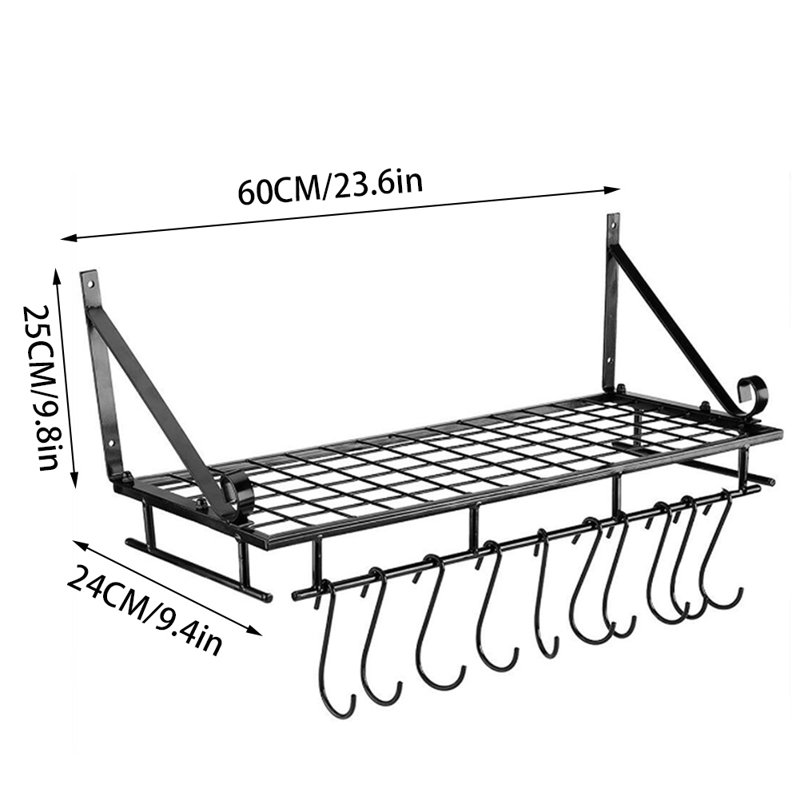 Pot Rack, 25cm H x 60cm W x 24cm D