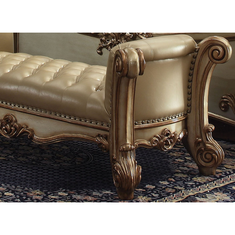 Koios Upholstered Bench, Taupe/Gold