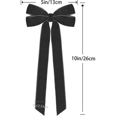 12 pièces de rubans de velours noir décorations d'arbre d'Halloween, ornements de Noël de 5 po x 10 po pour décoration de fête à la maison