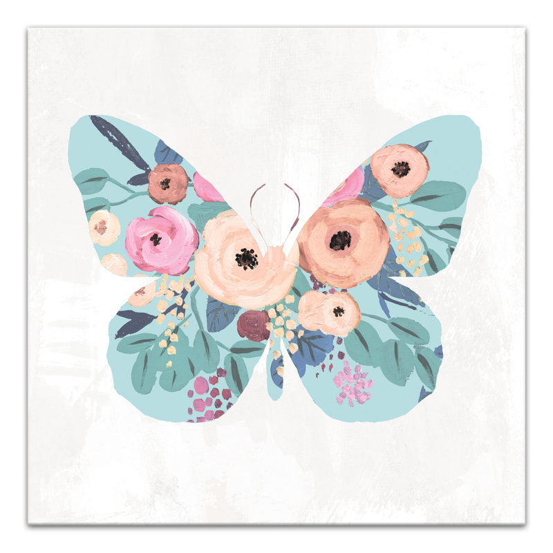 Art sur toile papillon floral Clooney, H 24 po x l 24 po x P 1,25 po