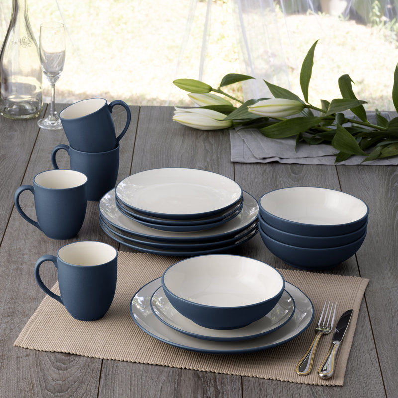 Noritake Colorwave 16-Piece Coupe Dinnerware Set, Service for 4, Blue