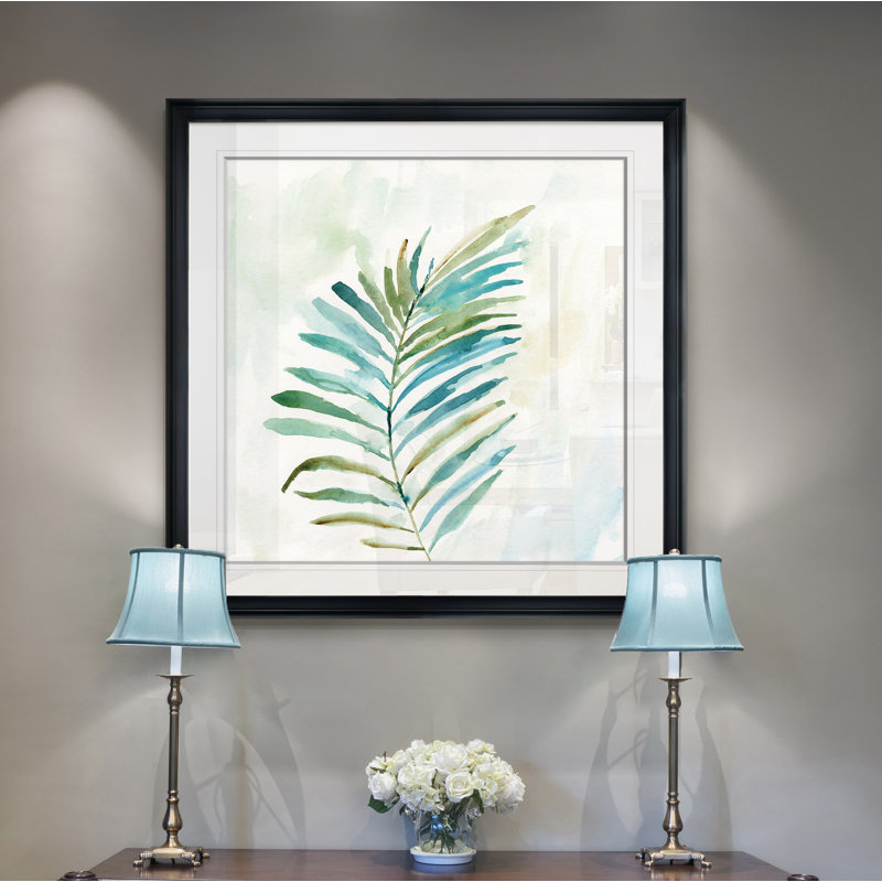 " Tropical Leaf I ", 28" H x 28" W x 1.5" D, Black Framed