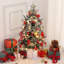 Arbre de Noël enneigé 3 pi avec lumières DEL, minuterie à pile et base de flocon de neige pour petits espaces