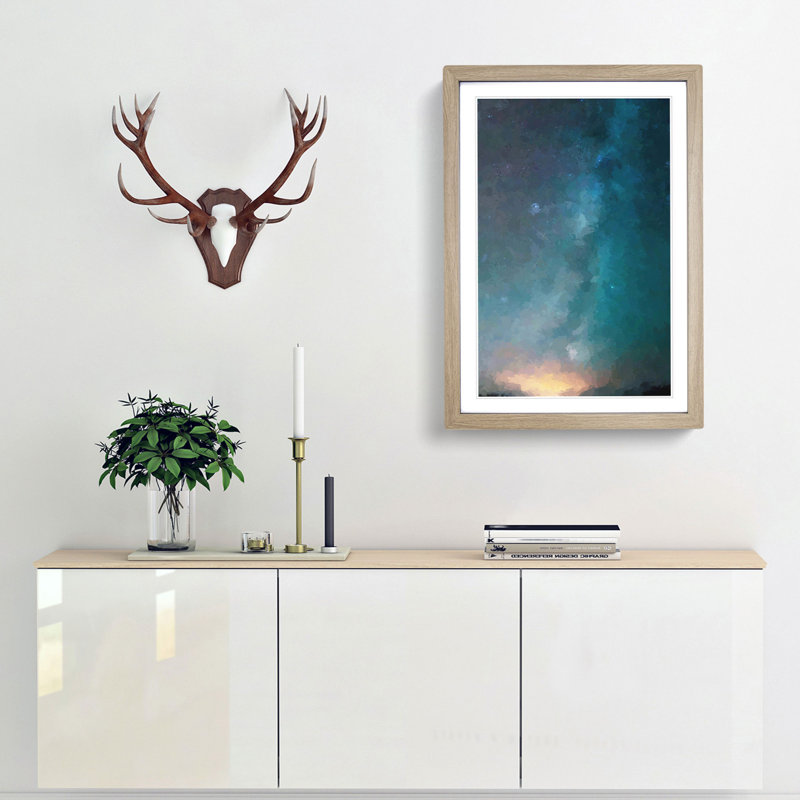 Shooting Stars over Iceland in Abstract - Picture Frame Graphic Art Print, 91cm H x 60cm W x 2cm D, Oak