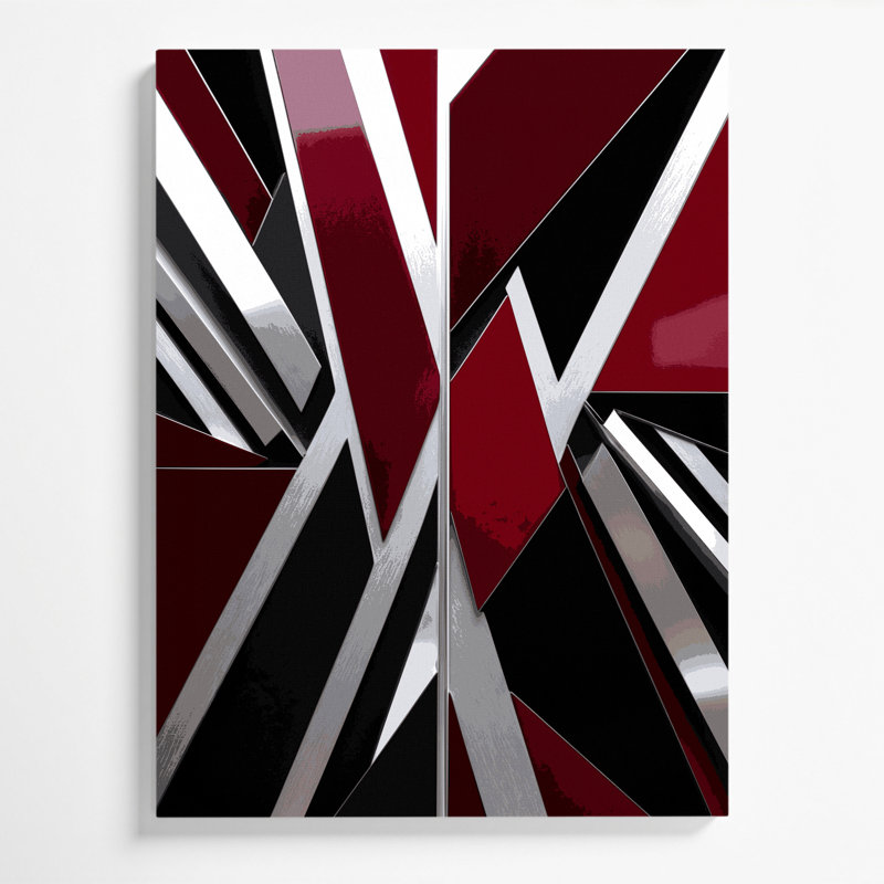 Art abstrait sur toile, formes abstraites rouges 29, H 24 po x l 20 po