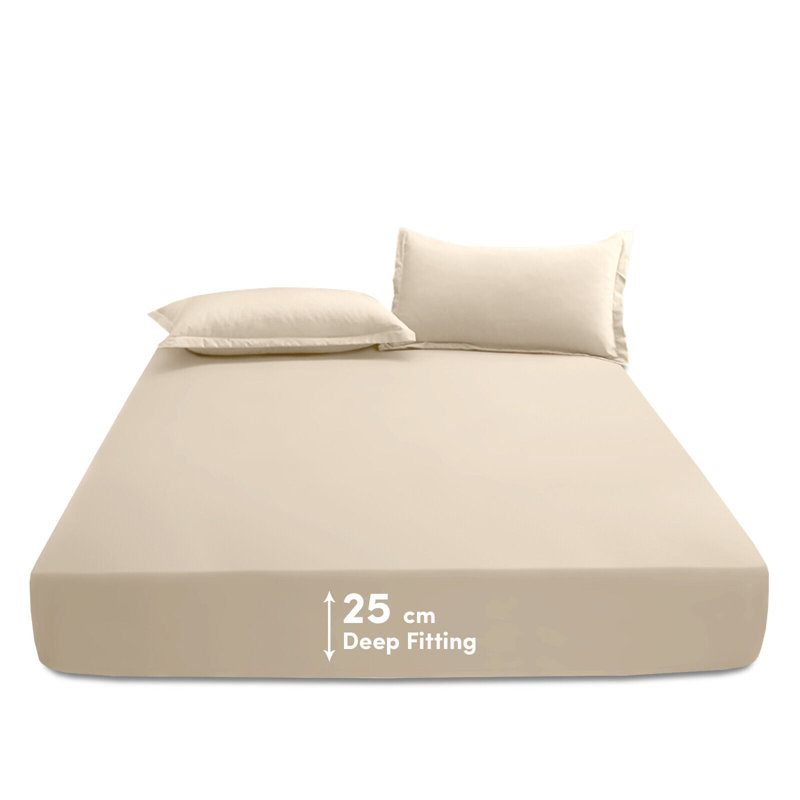Lilyanah Microfiber 25cm Extra Deep Fitted Bed Sheets, Single (3'), Cream