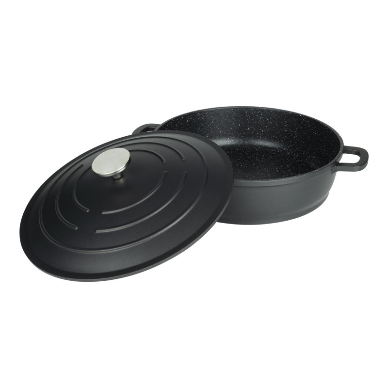 Grunwerg Commichef Non-Stick Cast Aluminum Round Dutch Oven, Black, 28cm, 4.5l