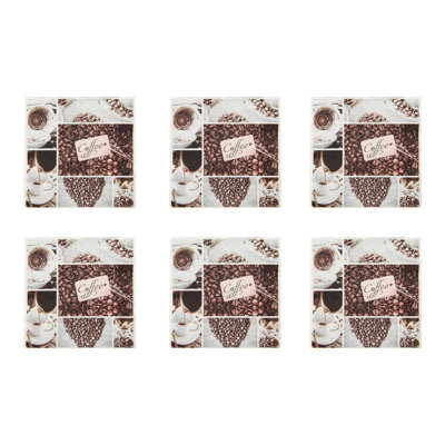 20 Pack Luncheon 3 Ply Napkin Coffee Beans - Set Of 6