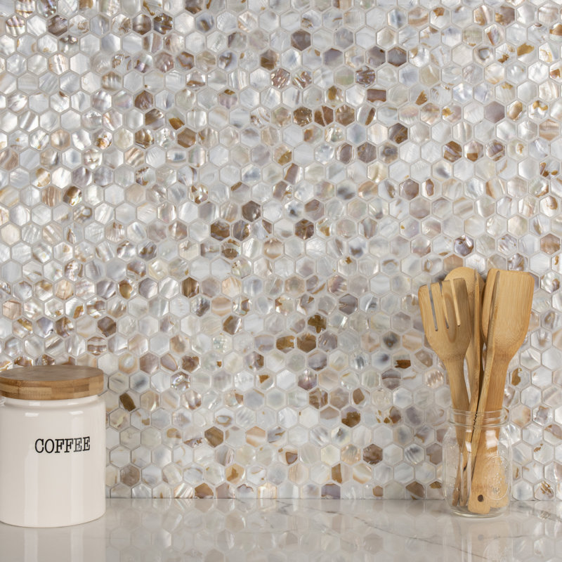 Conchella Hex Natural 11-1/2" x 11-5/8" Natural Shell Mosaic Tile