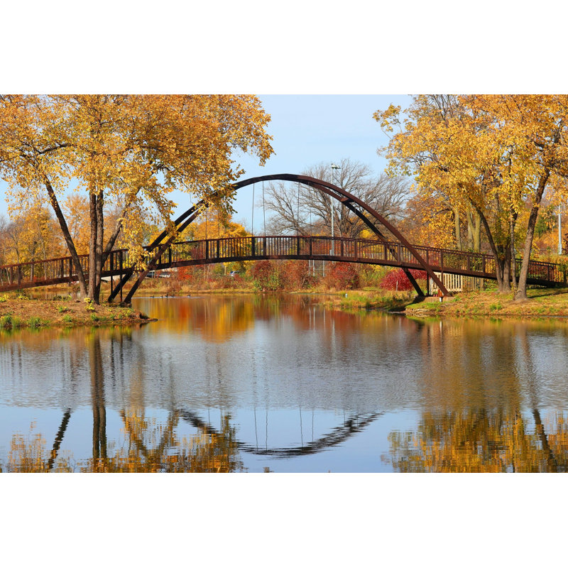 Paysage avec pont - photographie sur toile tendue, H 20 po x l 30 po