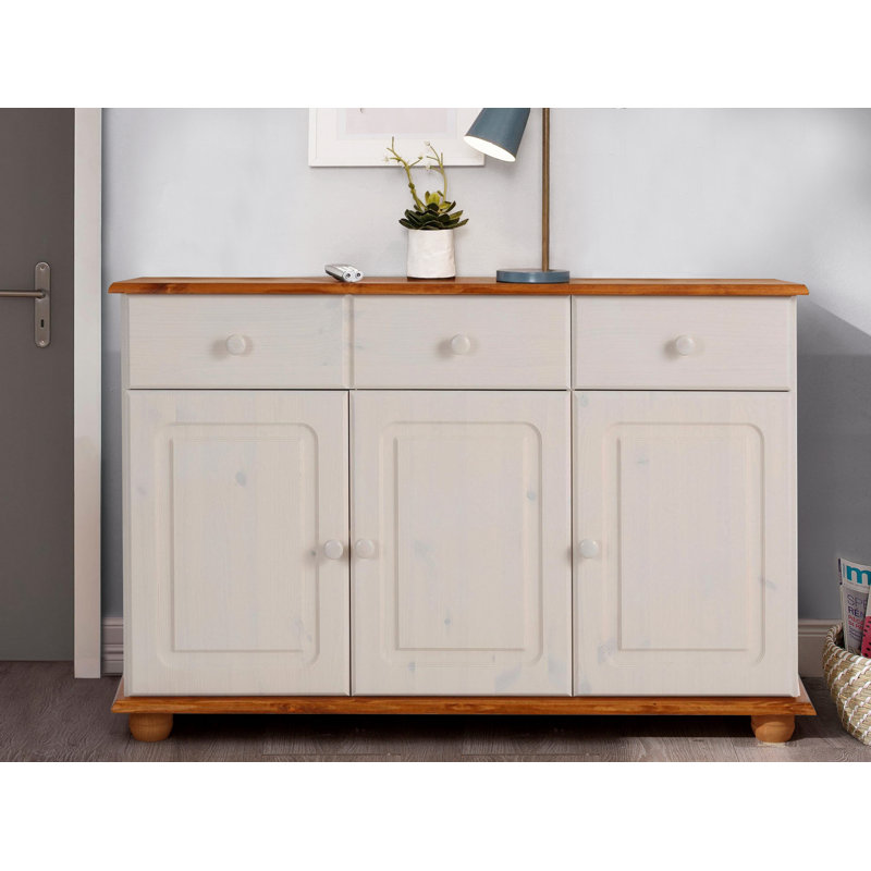 Benedetto 116cm Solid Wood Sideboard, White / Honey