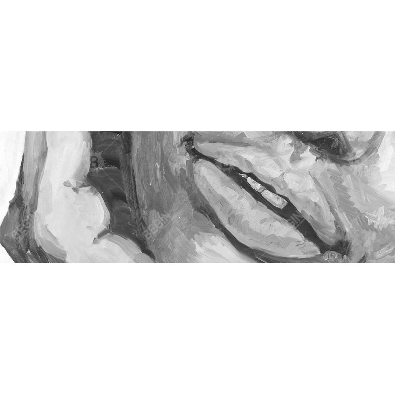 Lèvres - Toile encadrée monochrome grise, H 21,25 po x l 61,25 po