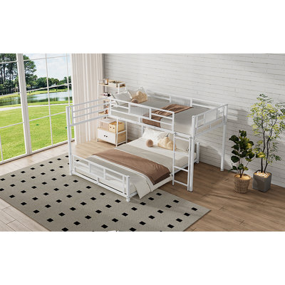 L-Shaped Metal Bunk Bed