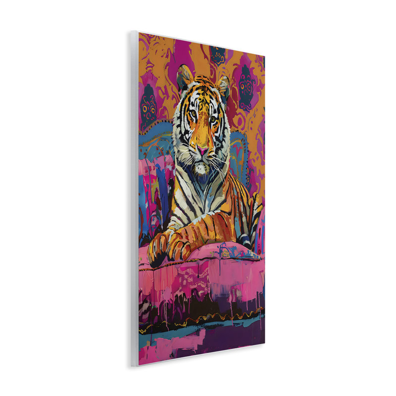 Plaque murale «Tigre sur orange», design par LSR Design Studio, H 15 po x l 10 po