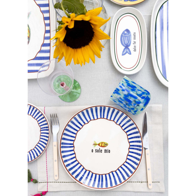 Ensemble de 6 assiettes élégantes en céramique, 10,2 x 10,2 x 0,8 po | 100% lavable au lave-vaisselle, superbe couleur bleue | Parfait pour les dîners, les invités et l'utilisation quotidienne, design durable et élégant