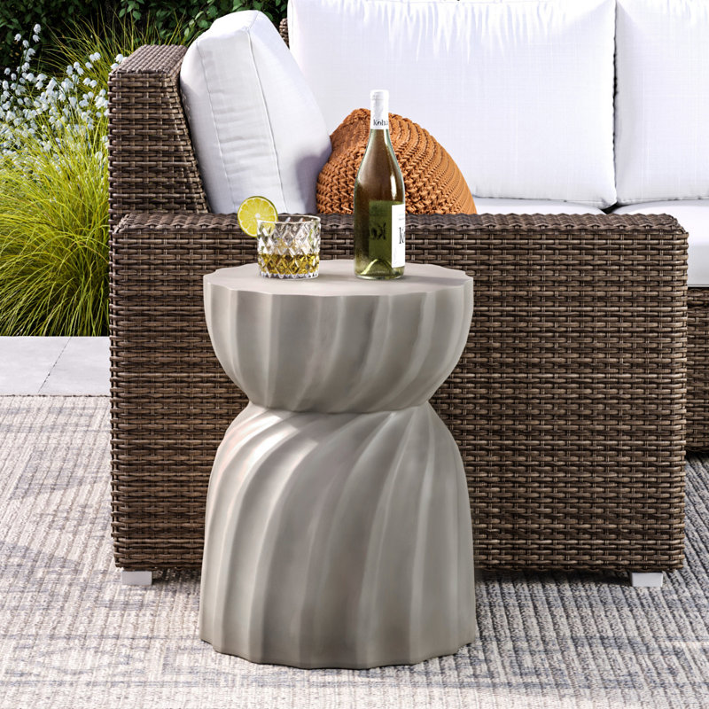 Round Outdoor Side Table , 14.2'' in. W 14.2'' in. D, Gray, 1