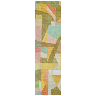 Machine Washable Indoor/Outdoor Xhevrie Wheat Rug