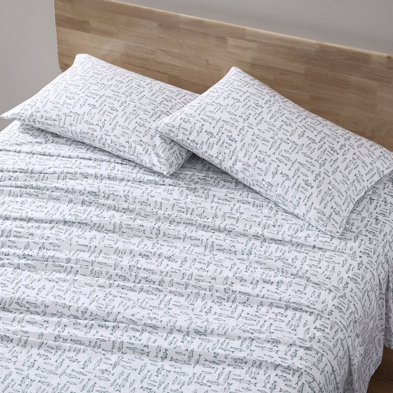 Shasta Lake Cotton Percale Standard Sheet Set, Full Sheet Set with 2 Pillowcases, Albright Hill