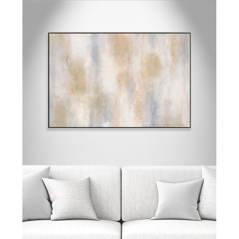 «Cassiel Pulsating Shimmer», peinture sur toile à cadre flottant, H 41 po x l 61 po x P 2 po, Cadre argenté