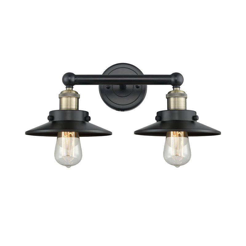 2 - Light Dimmable Vanity Light, Matte Black, Black Antique Brass