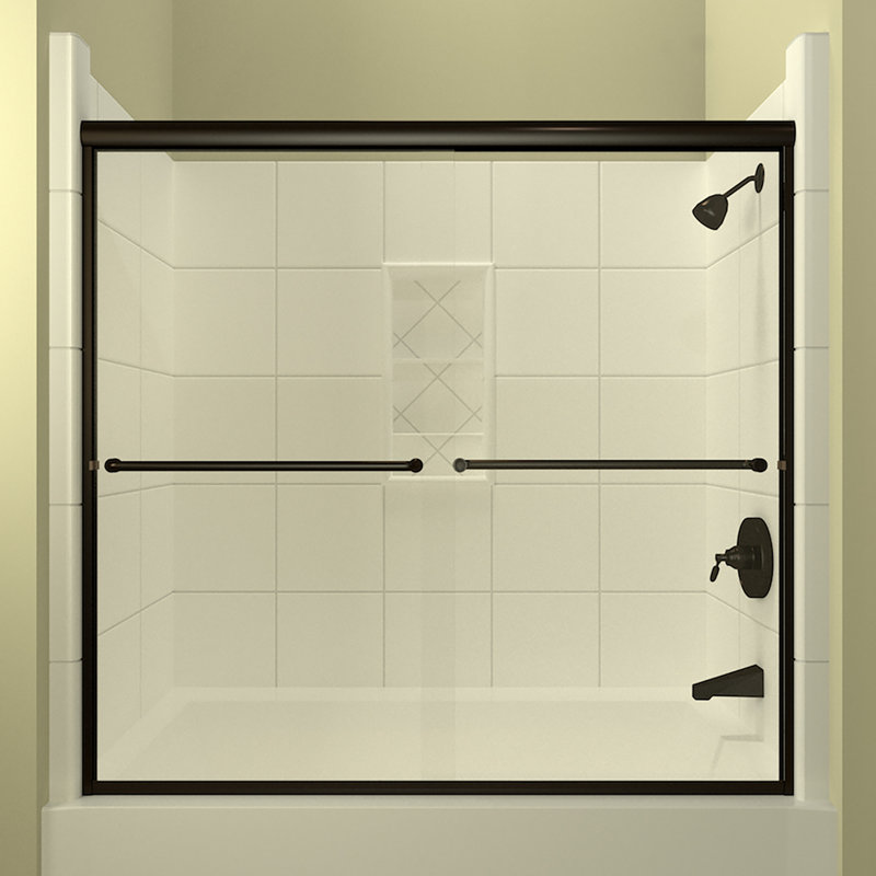 Porte de baignoire sans cadre E 68 "x H 57,38" Ete, Bronze huilé anodisé, 0,25 po