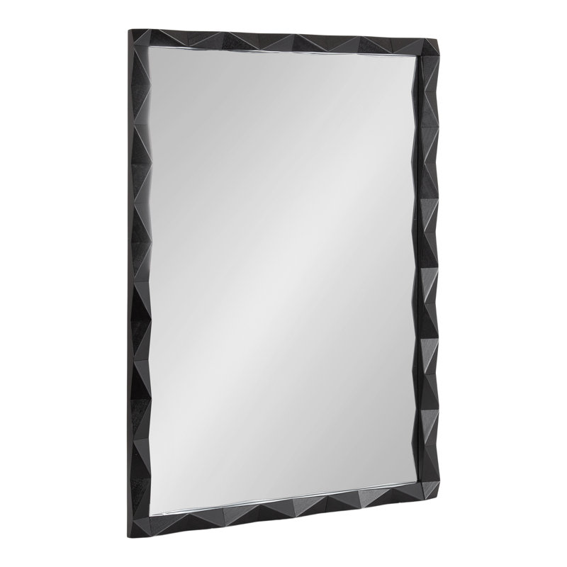 Pieced Wood Rectangle Bathroom Mirror, Black