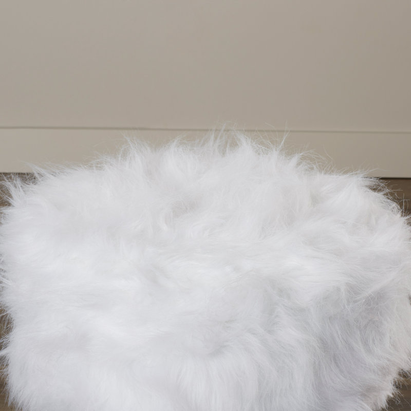 Bridie Upholstered Ottoman, White Polyester Blend