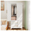 Garde-robe en métal blanc avec 2 portes et tiroirs pour le rangement de la chambre à coucher