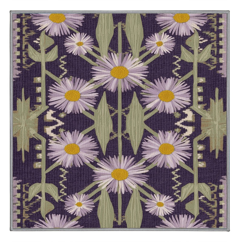 Washable Mojave Aster Southwestern Area Rug, Square 3'