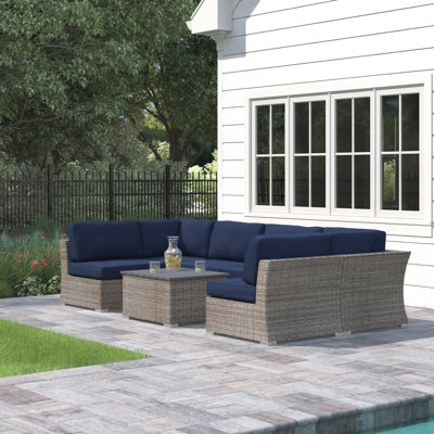 Aishah Wicker Fully Assembled 4 - Person Seating Group with Sunbrella Cushions
