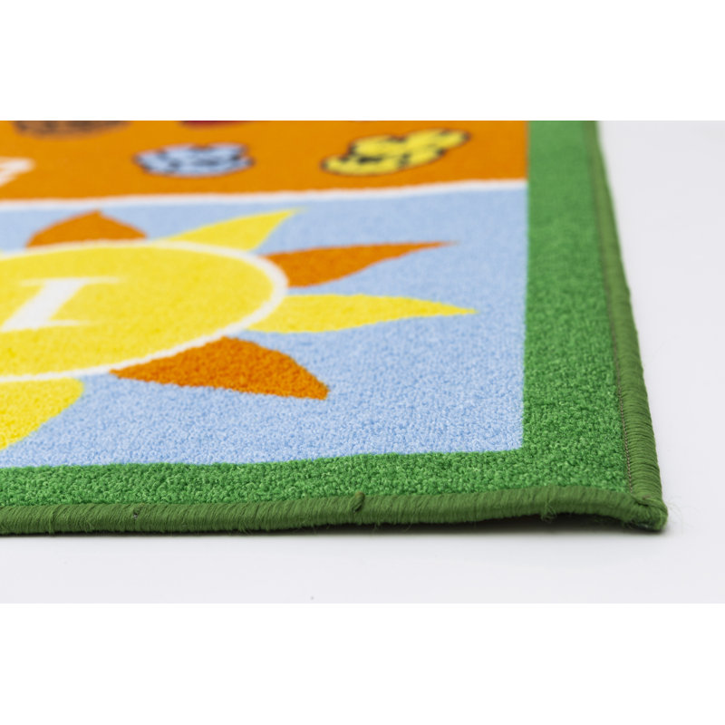 Tapis vert / bleu / rouge Swank, Rectangle 2 pi 7 po x 4 pi 10 po