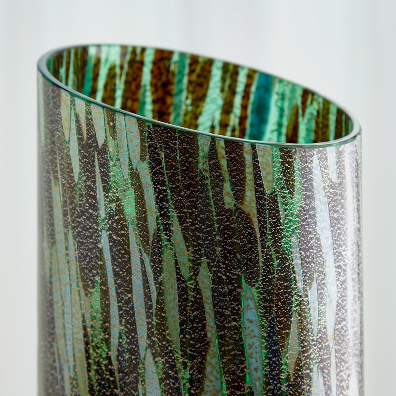 Dimple Handmade Glass Table Vase, Macchio, 25" H x 5" W x 4.75" D