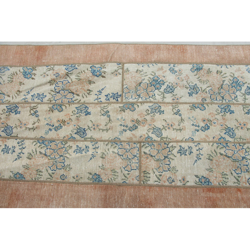 Antique Turkish Patchwork Wool Rug Ideal for Kitchen and Accent Spaces with Vibrant Orange Tones