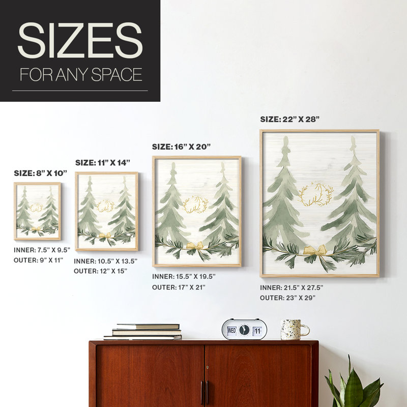 «Christmas Holiday Art», reproduction encadrée Ccclxxii - bois massif, H 21 po x l 17 po, Naturel