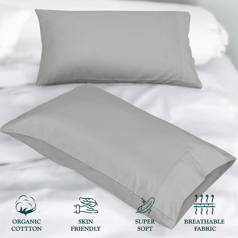 Ensemble de 2 taies d'oreiller 100% coton longues fibres à densité de tissage 300 fils Royale Linens, Grand