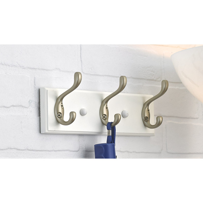 Utility Wall Mounted Coat Rack, White/Matte Nickel