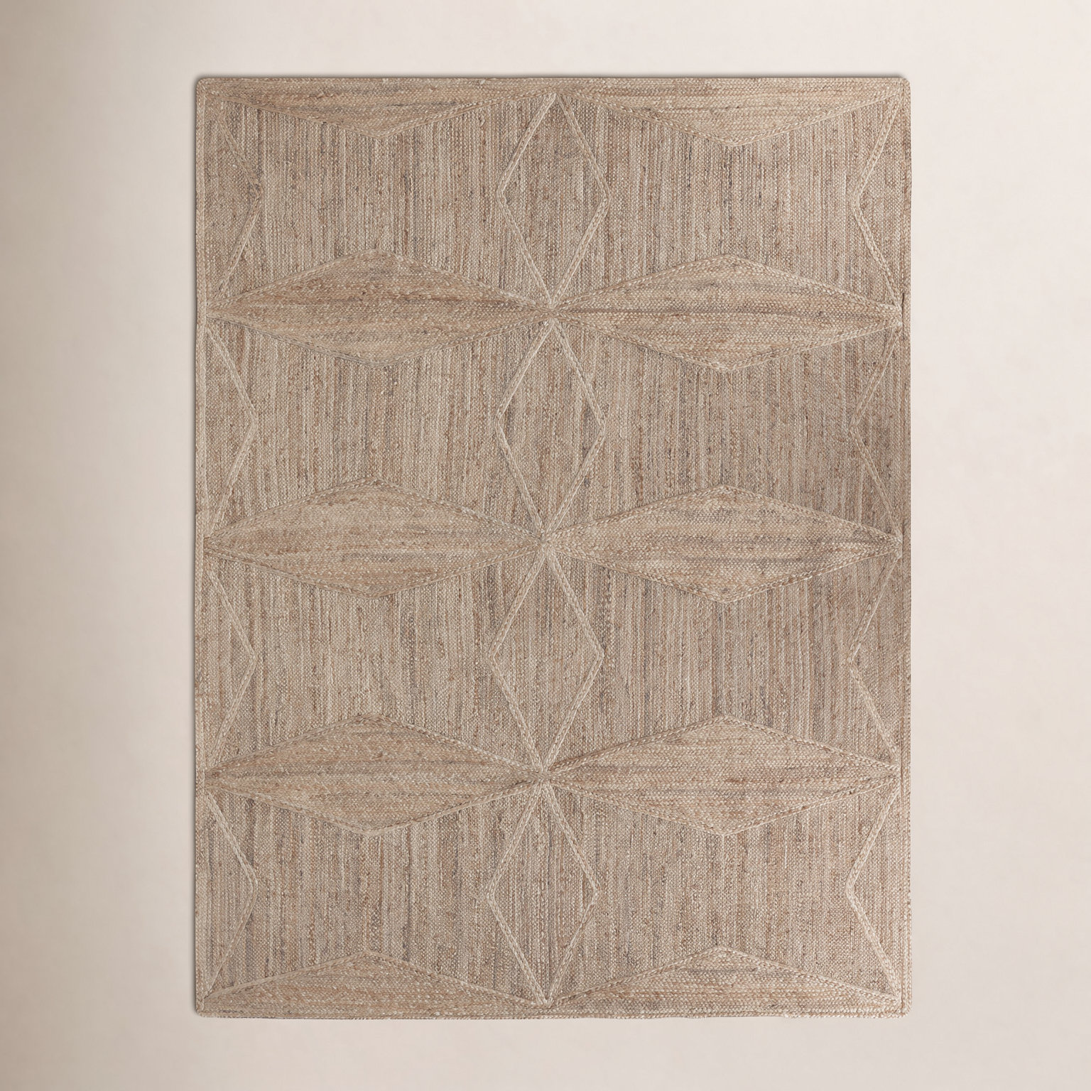 Knox Beige Hand-Woven Geometric Jute Rug, Rectangle 8' x 10'