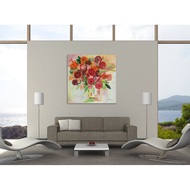 «Poppy Burst» par Farida Zaman - reproduction d'art sur toile tendue, H 24 po x l 24 po x P 1,5 po