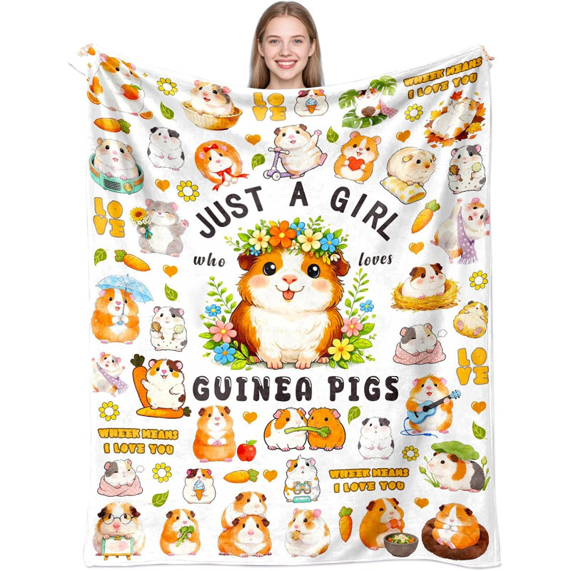 Guirlande de cochons d'Inde, cadeaux pour filles, jetée de cochon d'Inde, cadeau d'anniversaire, literie pour adultes 30 po x 40 po