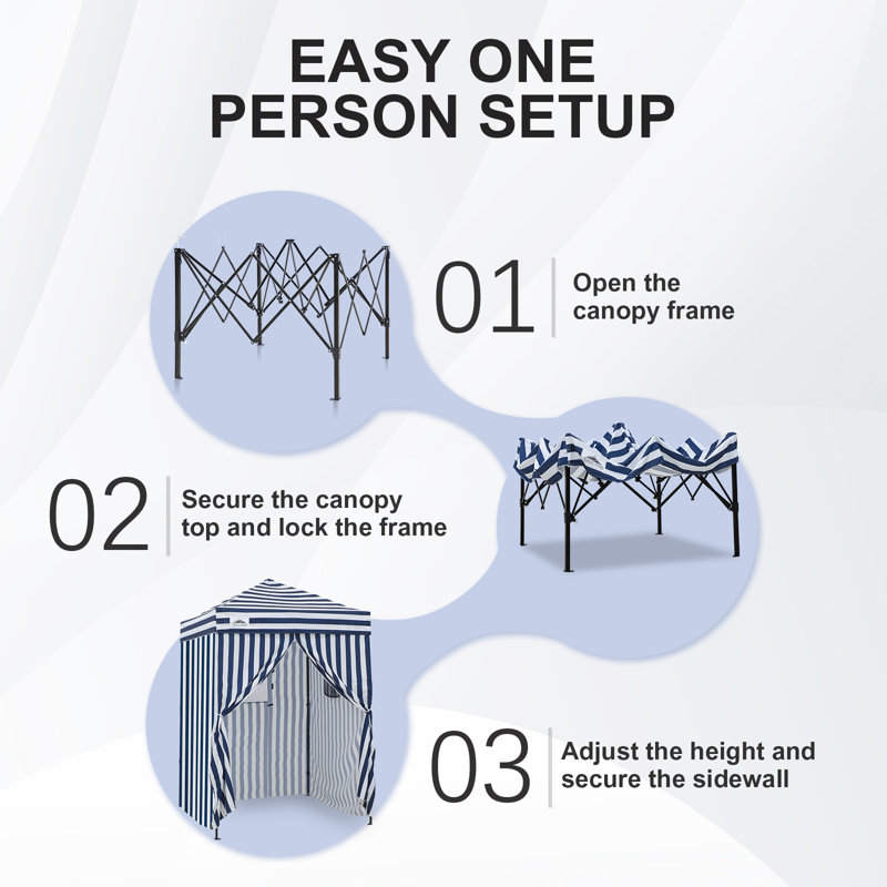 Ultra Compact Blue and White Striped Pop-Up Canopy Tent