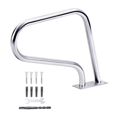 Swimming Pool Handrails 30" x 22" for Inground Pools, 304 Stainless Steel Pool Railings with 385 LBS Load Capacity, Non-Slip Pool Handrail with Blue Handle Covers & Quick Install Fittings