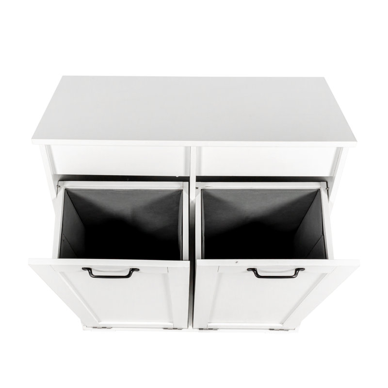 Spacious White Laundry Cabinet With Removable Liners - Accommodate All Dirty Clothes And Practical 31.5 In. Depth 31.12 Height 15.34 Width Modern Design Add A Touch Of Style To Your Area