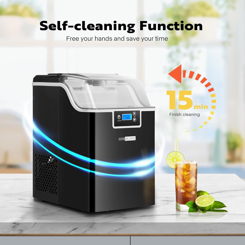 Black Stainless Steel Portable Countertop Nugget Ice Maker