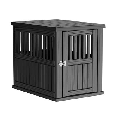 Cage pour chien de 25,27 po de hauteur, pour chien de petite et moyenne taille, cage imperméable résistante aux intempéries avec serrure de porte (noir)
