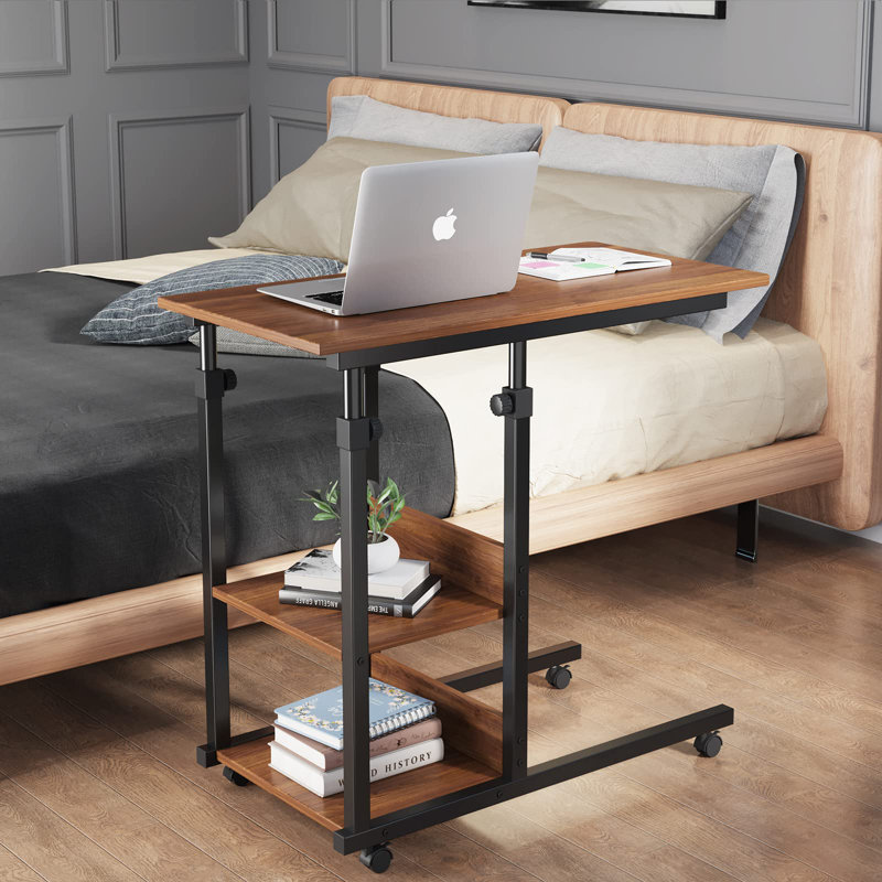 Aarah Wheel End Table, Black, Walnut